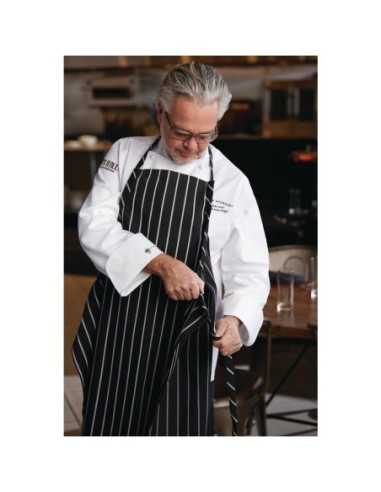 Tablier bavette tissé Chef Works Premium rayures noires et blanches