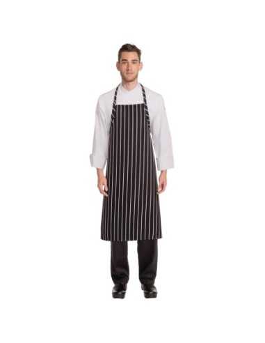 Tablier bavette tissé Chef Works Premium rayures noires et blanches
