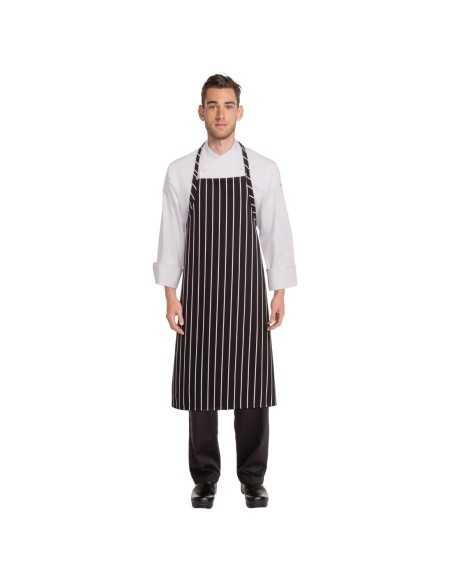 Tablier bavette tissé Chef Works Premium rayures noires et blanches