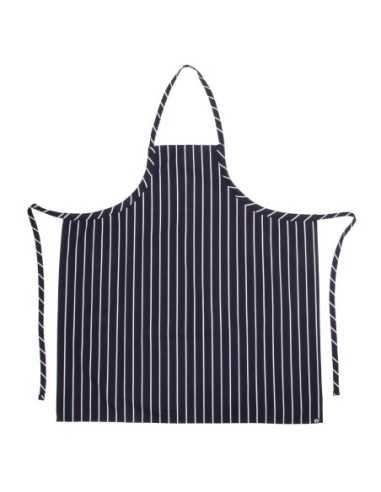 Tablier bavette tissé Chef Works Premium rayures bleue marine et blanches