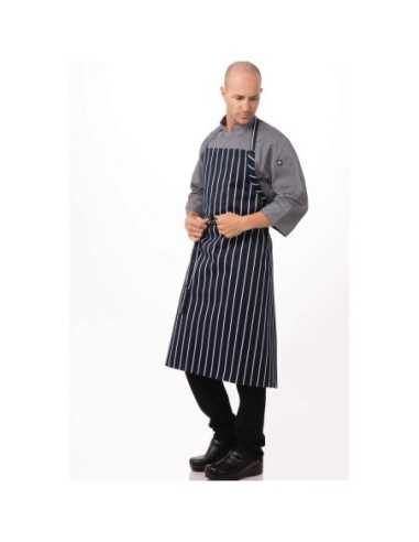 Tablier bavette tissé Chef Works Premium rayures bleue marine et blanches