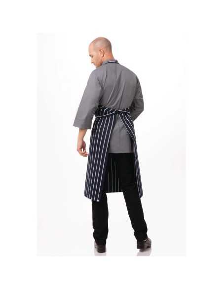 Tablier bavette tissé Chef Works Premium rayures bleue marine et blanches