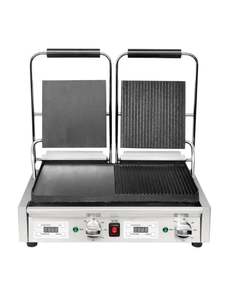 Gril de contact double Buffalo lisse à gauche/rainuré à droite