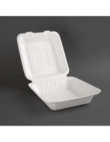 Boîtes avec couvercle à charnière Recyclables en bagasse Fiesta Recyclable 223mm (lot de 200)