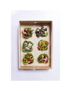 Grandes boîtes compostables avec plateau et couvercle à fenêtre Vegware (Lot de 25) 2