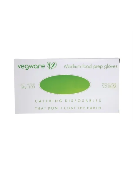 Gants de préparation alimentaire compostables Vegware bleus taille M (lot de 2400)
