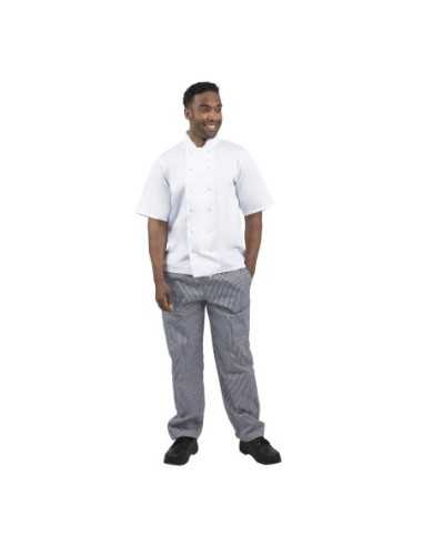 Pantalon de cuisine mixte Whites Vegas petits carreaux bleus et blancs L