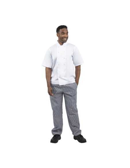 Pantalon de cuisine mixte Whites Vegas petits carreaux bleus et blancs L