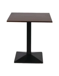Table carrée avec pied en métal et plateau en bois foncé Turin 700 mm 2