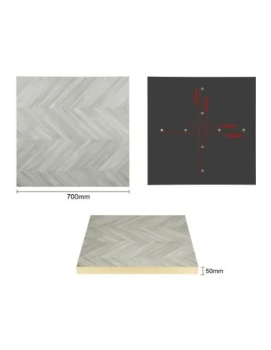 Plateau de table carré pré-percé Bolero Chevron 700mm