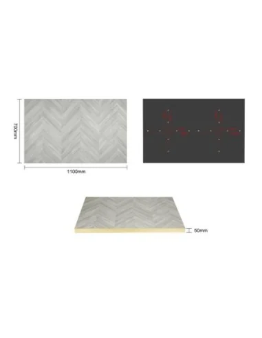 Plateau de table rectangulaire Bolero Chevron 1 100 mm x 700 mm