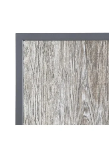 Plateau de table extérieur carré en verre trempé Bolero effet grain de bois bord gris 700 mm