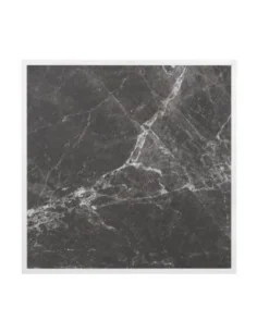 Plateau de table extérieur carré en verre trempé Bolero effet granit foncé bord blanc 700 mm 2