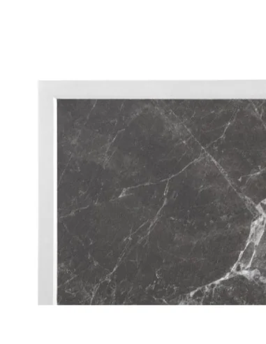 Plateau de table extérieur carré en verre trempé Bolero effet granit foncé bord blanc 700 mm