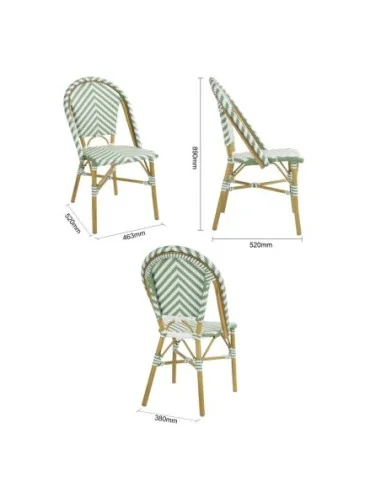 Chaises style parisien en rotin Bolero vert clair (lot de 2)