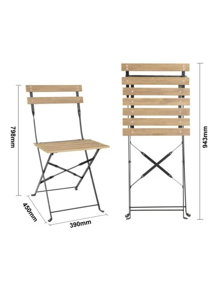 Chaises de terrasse pliantes Bolero Perth effet bois (lot de 2)