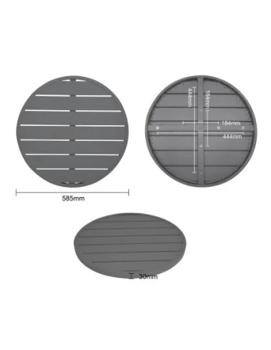 Plateau de table rond en aluminium Bolero gris foncé 580 mm