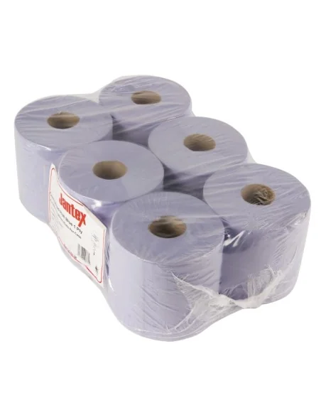 Bobines bleues à alimentation centrale 1 pli Jantex (lot de 6)