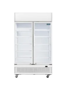 Armoire réfrigérée 2 portes vitrées à charnières avec caisson lumineux Polar Série G 950L 2
