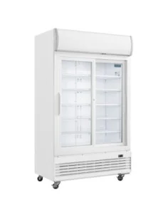 Armoire réfrigérée 2 portes vitrées coulissantes avec caisson lumineux Polar Série G 950L