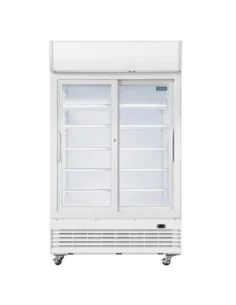 Armoire réfrigérée 2 portes vitrées coulissantes avec caisson lumineux Polar Série G 950L 2