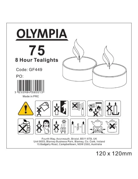 Bougies chauffe-plat 4 heures Olympia (Lot de 100)