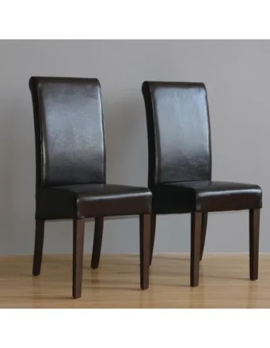 Chaises en simili cuir à dossier incurvé Bolero noires (Lot de 2)