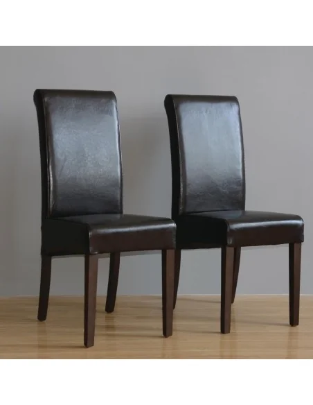 Chaises en simili cuir à dossier incurvé Bolero noires (Lot de 2)