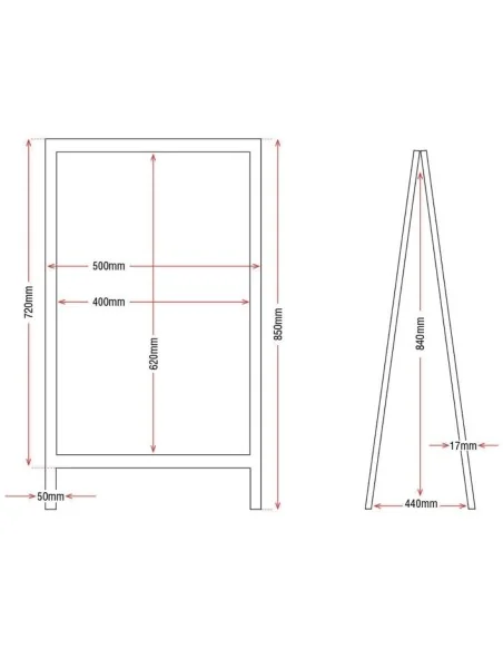 Panneau de trottoir Olympia cadre en bois 850 x 500mm