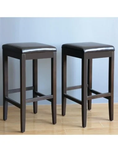 Tabourets de bar haut en simili cuir Bolero marron foncé (Lot de 2)