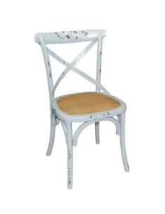 Chaises en bois patiné avec dossier croisé Bolero bleues (Lot de 2)