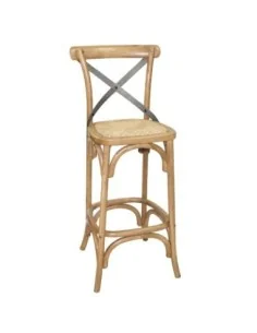 Tabouret de bar en bois avec dossier croisé Bolero métal