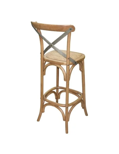 Tabouret de bar en bois avec dossier croisé Bolero métal