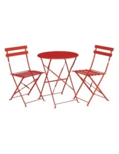 Table de terrasse en acier Bolero rouge 2