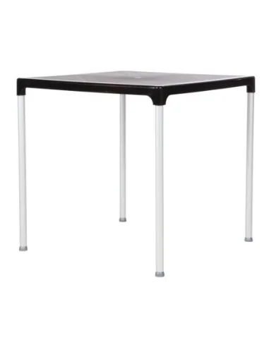 Table carrée avec pieds aluminium Bolero noire 750mm