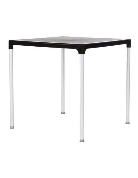 Table carrée avec pieds aluminium Bolero noire 750mm