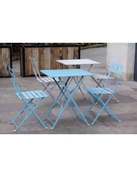 Table de terrasse carrée en acier Bolero grise 600mm