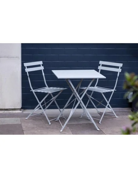 Table de terrasse carrée en acier Bolero grise 600mm