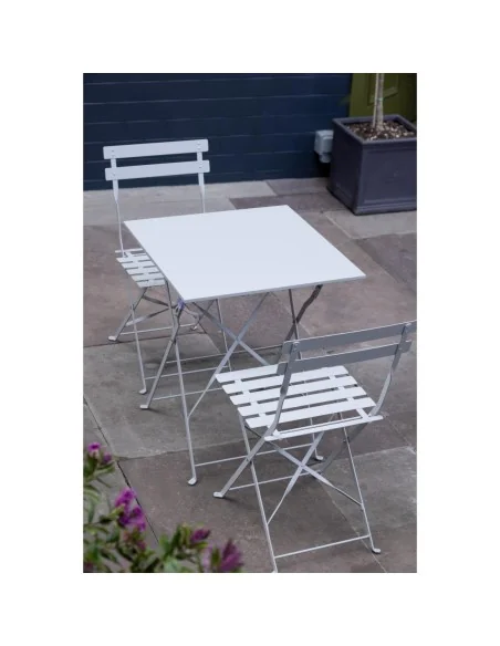 Table de terrasse carrée en acier Bolero grise 600mm