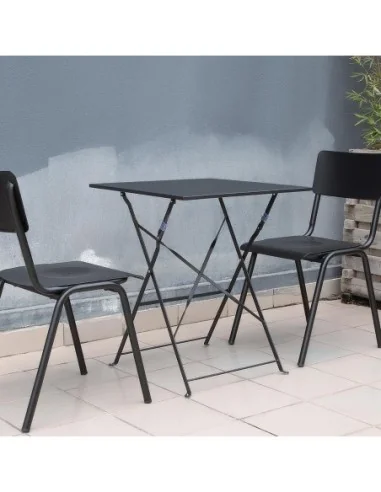 Table de terrasse carrée en acier Bolero noire 600mm