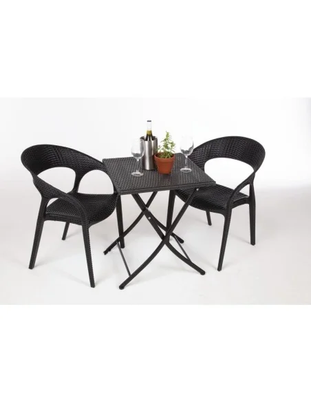 Table carrée pliante en rotin PE Bolero 600mm