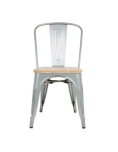 Chaises en acier avec assise en bois Bolero (lot de 4) 2