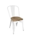 Chaises en acier avec assise en bois Bolero blanches (lot de 4)