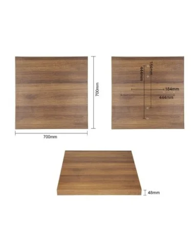 Plateau de table carré Bolero 700mm effet bois chêne rustique