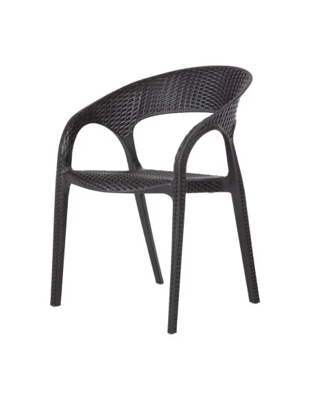 Fauteuils enveloppants en rotin PP Bolero noirs (lot de 4)