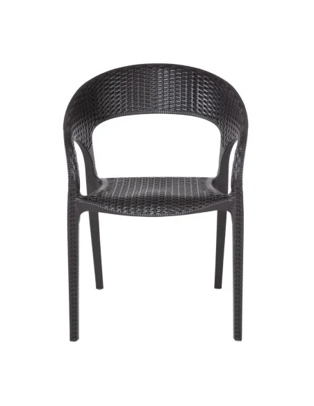 Fauteuils enveloppants en rotin PP Bolero noirs (lot de 4)