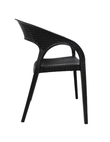 Fauteuils enveloppants en rotin PP Bolero noirs (lot de 4)