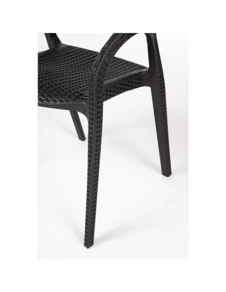 Fauteuils enveloppants en rotin PP Bolero noirs (lot de 4)