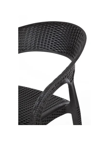 Fauteuils enveloppants en rotin PP Bolero noirs (lot de 4)