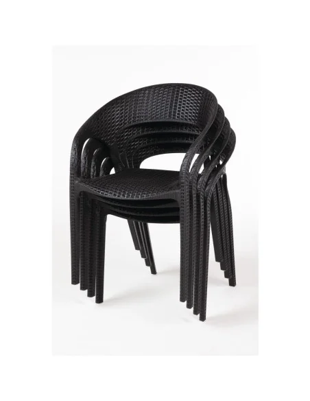Fauteuils enveloppants en rotin PP Bolero noirs (lot de 4)